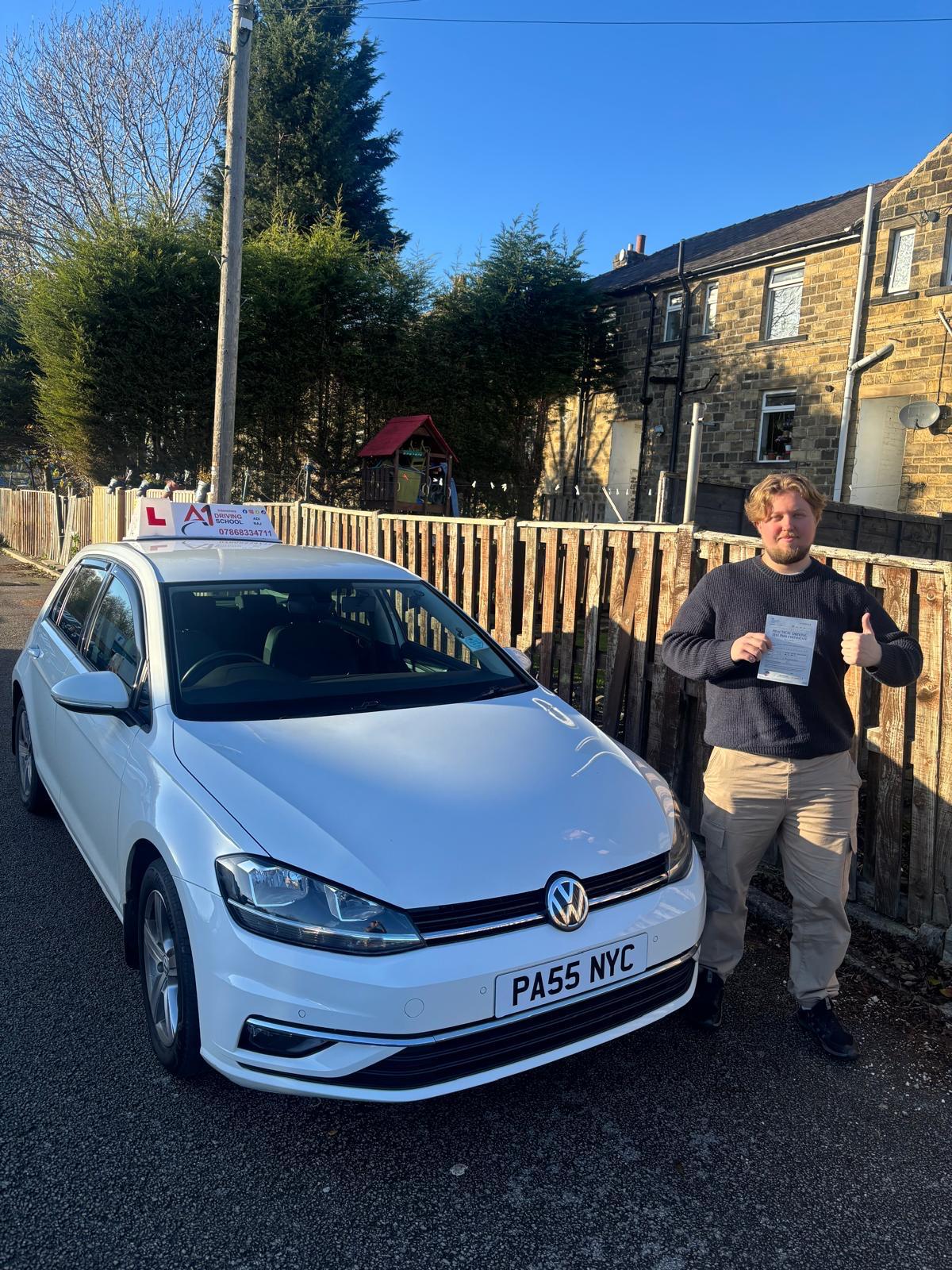 A1 Intensives student celebrating passing their UK driving test (success story 17)