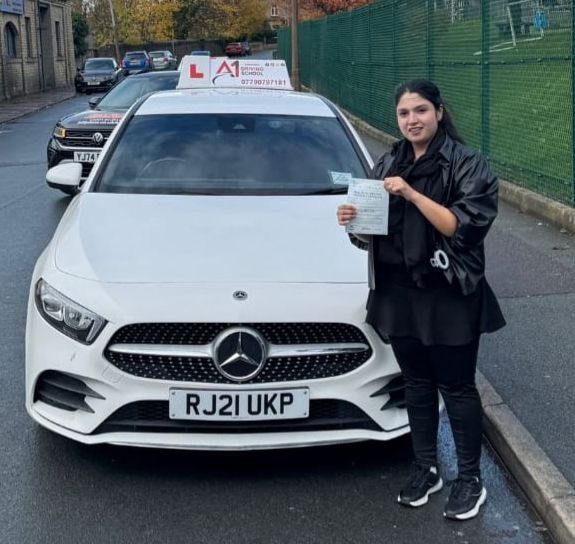 A1 Intensives student celebrating passing their UK driving test (success story 1)
